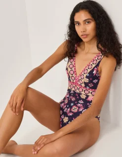 Abbie Floral Print Swimsuit Blue