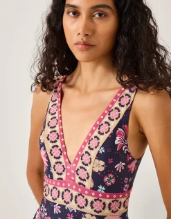 Abbie Floral Print Swimsuit Blue