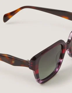 Acetate Tort Angled Square Sunglasses