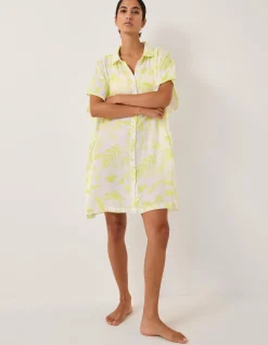 Adele Tropical Print Mini Shirt Dress Green