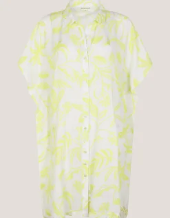 Adele Tropical Print Mini Shirt Dress Green