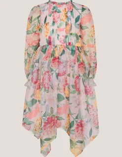 Agnes Long Sleeve Floral Chiffon Dress Multi