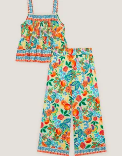 Alani Fruit Print Top & Trouser Set Yellow