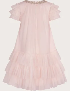 Alexandria Sequin Ruffle Tulle Swing Dress Pink