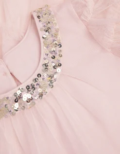 Alexandria Sequin Ruffle Tulle Swing Dress Pink