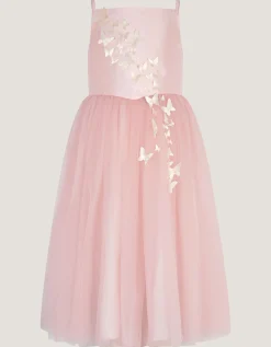 Alexis Appliqué Butterfly Tulle Dress Pink