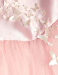 Alexis Appliqué Butterfly Tulle Dress Pink