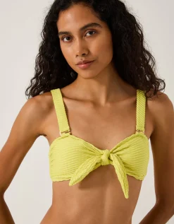 Alina Rib Bandeau Bikini Top Green