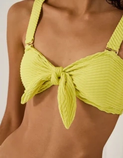 Alina Rib Bandeau Bikini Top Green