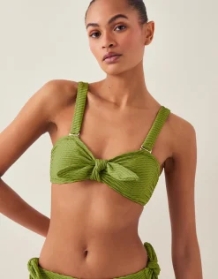Alina Rib Bandeau Bikini Top Green