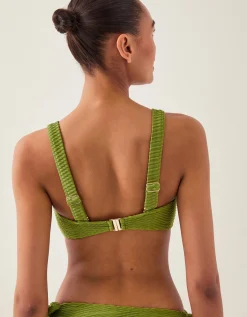 Alina Rib Bandeau Bikini Top Green