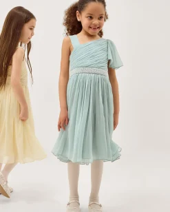 Amalthea Asymmetrical Embellished Party Dress Green