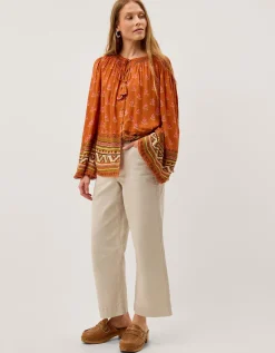 Amaya Floral Print Blouse Orange