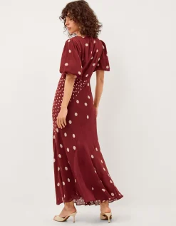 Amaya Puff Sleeve Polka Dot Maxi Dress Red