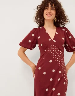 Amaya Puff Sleeve Polka Dot Maxi Dress Red