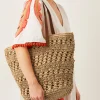 Amber Raffia Crochet Tote Bag
