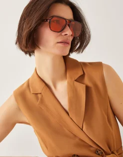 Amber Tort Aviator Sunglasses