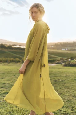 Amelia Scarf Neck Cape Midi Dress Green