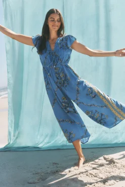 Amiee Floral Culotte Jumpsuit Blue