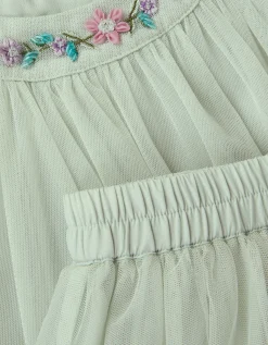 Amina Floral Tulle Top & Skirt Set Green