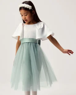 Angelica Bow Tulle Flower Girl Dress Green