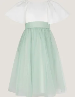 Angelica Bow Tulle Flower Girl Dress Green