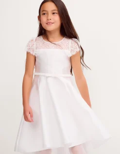 Angelina Lace Satin Party Dress Ivory