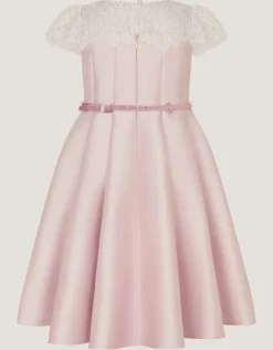 Angelina Lace Satin Party Dress Pink