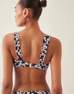 Ania Abstract Print Bikini Top Black