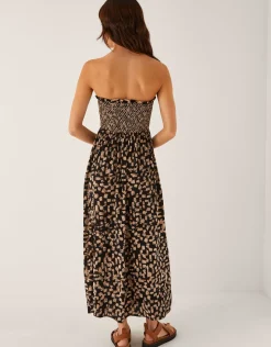 Ania Geometric Bandeau Dress Black