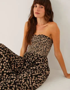 Ania Geometric Bandeau Dress Black