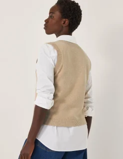 Anne Sleeveless Argyle Knitted Vest Camel