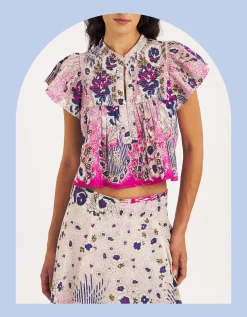 Antik Batik Amia Floral Print Top Pink