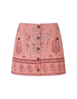 Antik Batik Tajara Paisley Quilted Mini Skirt Orange