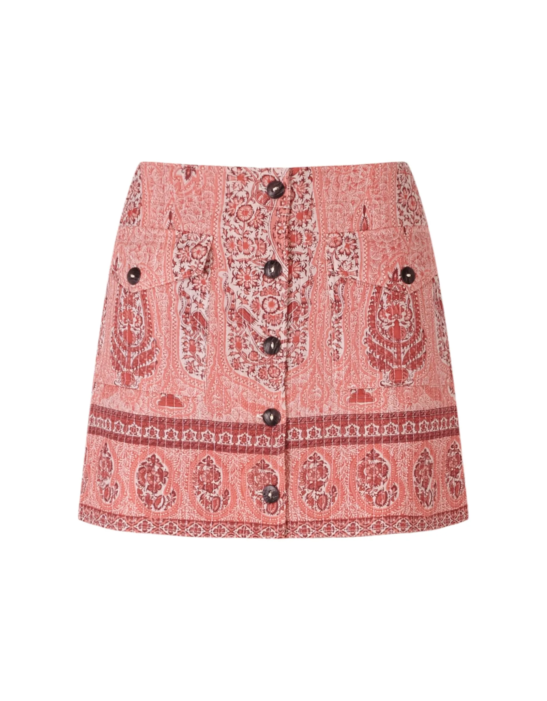 Antik Batik Tajara Paisley Quilted Mini Skirt Orange