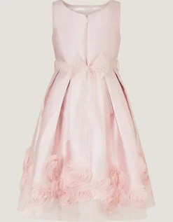 Appliqué Rose Party Dress Pink