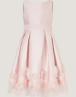 Appliqué Rose Party Dress Pink