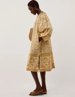 Ari Bardot Floral Midi Dress Yellow