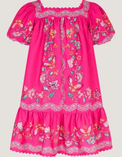 Ariella Sequin Floral Square Neck Dress Pink