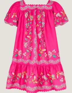 Ariella Sequin Floral Square Neck Dress Pink