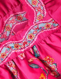Ariella Sequin Floral Square Neck Dress Pink