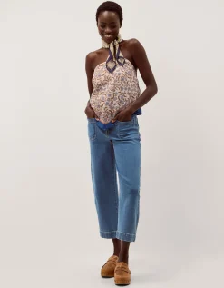 Ari Floral Scarf Bandeau Top Blue