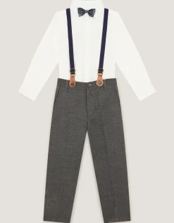 Arthur Herringbone 3-Piece Suit with Braces Grey