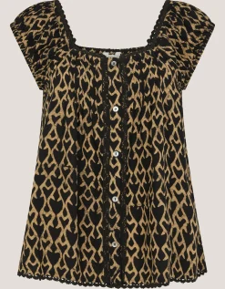 Arti Print Button Top Black