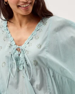 Astrid Tassel Embellished Mini Kaftan Blue