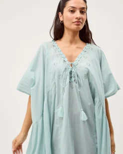 Astrid Tassel Embellished Mini Kaftan Blue