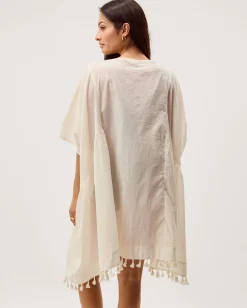 Astrid Tassel Embellished Mini Kaftan White