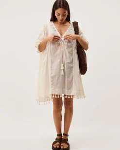Astrid Tassel Embellished Mini Kaftan White