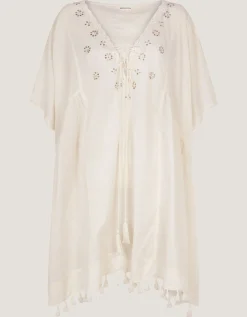Astrid Tassel Embellished Mini Kaftan White