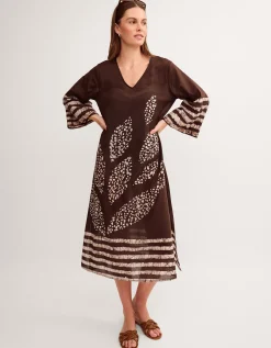 Aurora Printed Midi Beach Dress Brown